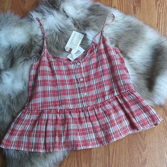 Current/Elliott The Workwear Peplum Linen Tank - Picture 4 of 7